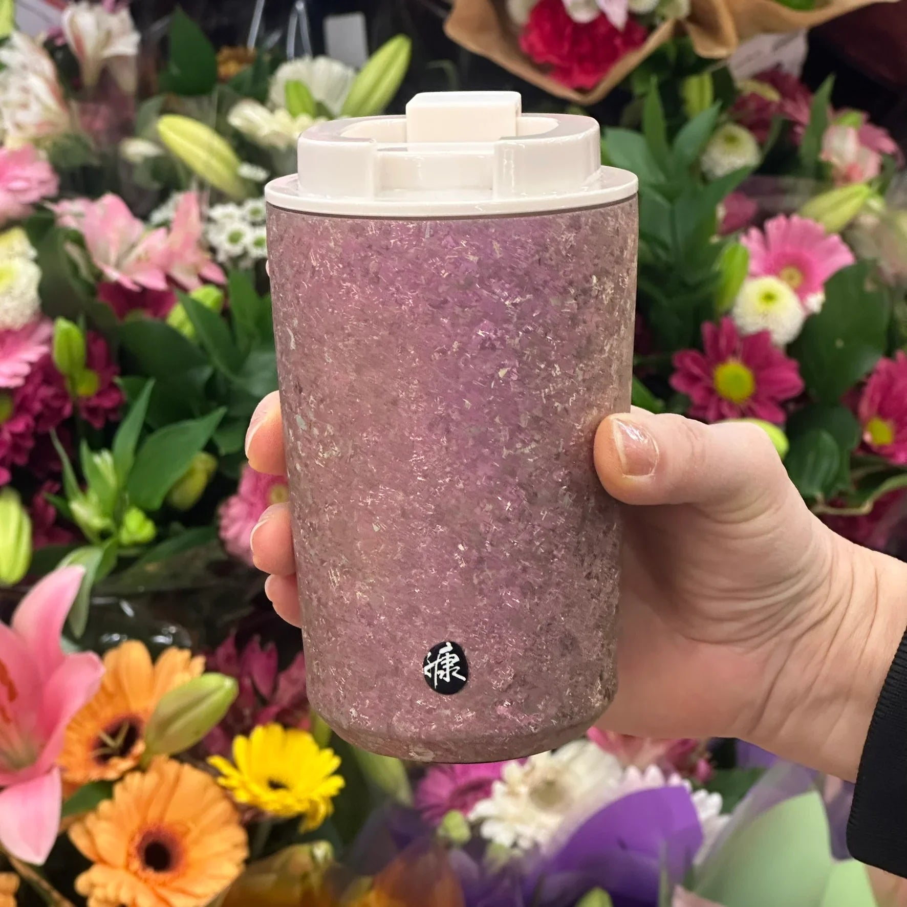 KOYASU-Ti-Zen-Dawn-Pink-Titanium-Tumbler-Flowers-Gift-for-Her