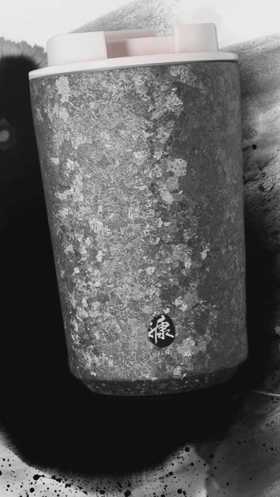 KOYASU Ti-Zen Titanium Mug Macro Video showing Ti purity stamp and crystallized texture craftsmanship